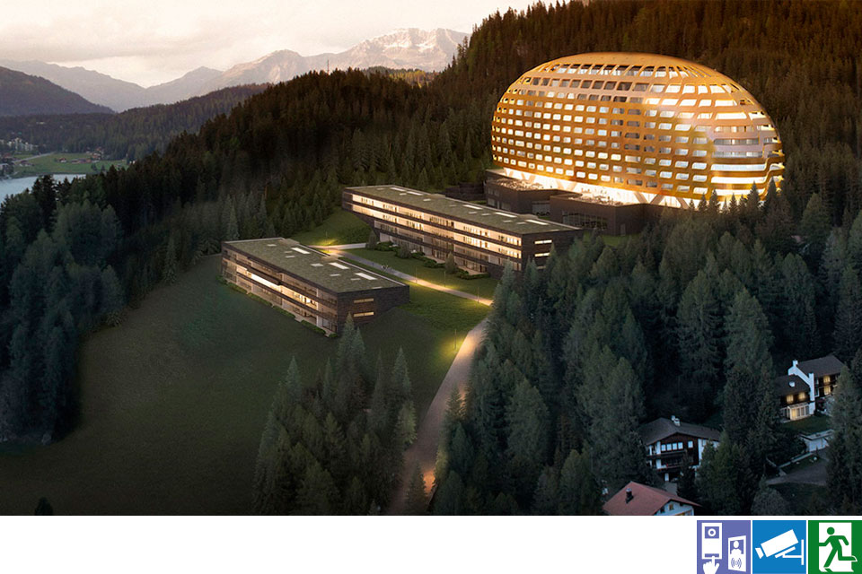 Hotel Luxus Davos Berge Schweiz Videoueberwachung Gegensprechanlage Notlichtanlagen Gesitrel